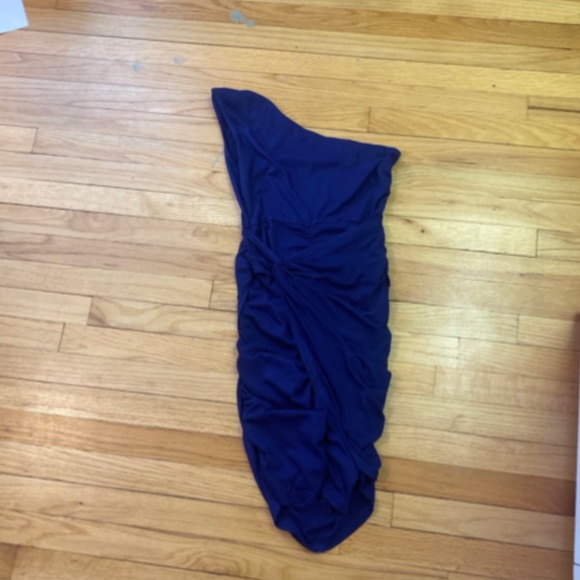 Navy one shoulder Cross Arm dress - Picture 1 of 2